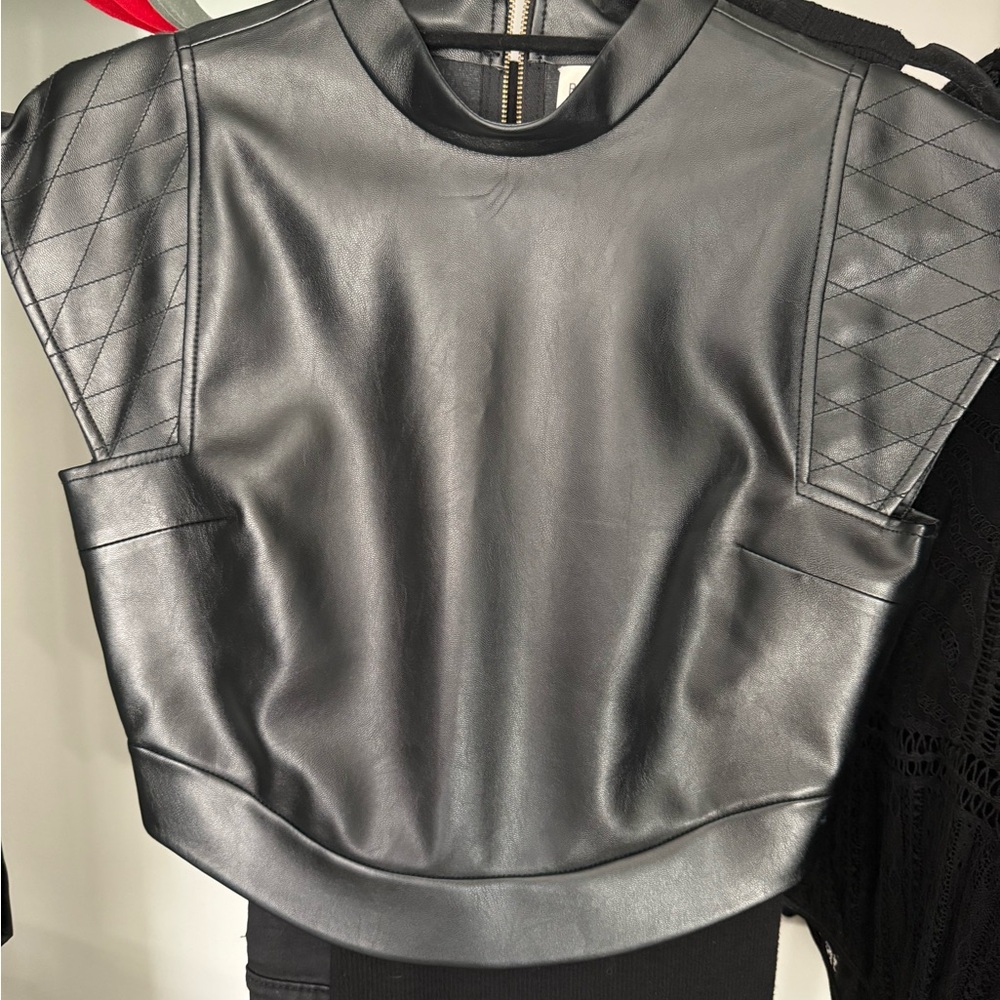 Posh Black Quilted Leather Top